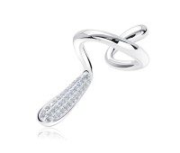 Beautiful Roll Shape with CZ Stone Silver Ear Cuff EC-1457